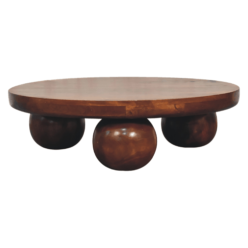 Stolik kawowy z litego drewna mango – kasztanowy, 80 cm — model IN3573 - obrazek 11