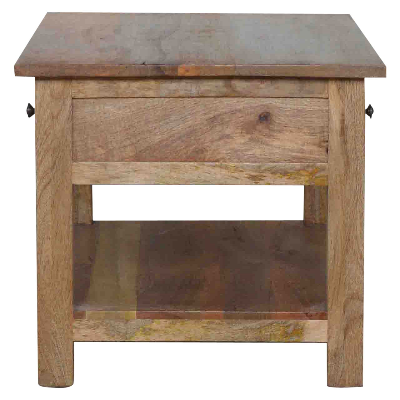 Stolik kawowy z litego drewna mango – dębowy, 80 cm — model IN001 - Image 3