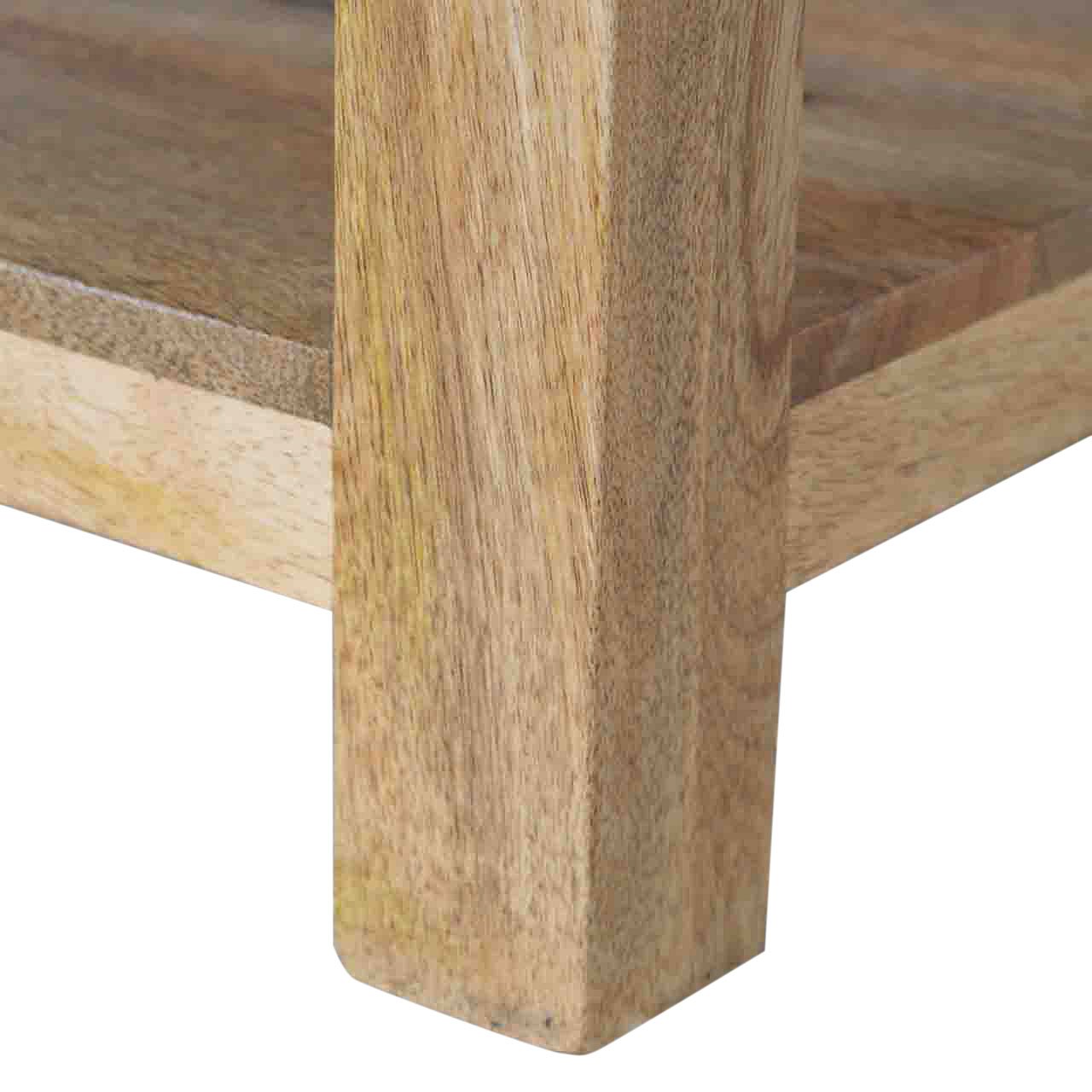 Stolik kawowy z litego drewna mango – dębowy, 80 cm — model IN001 - Image 5