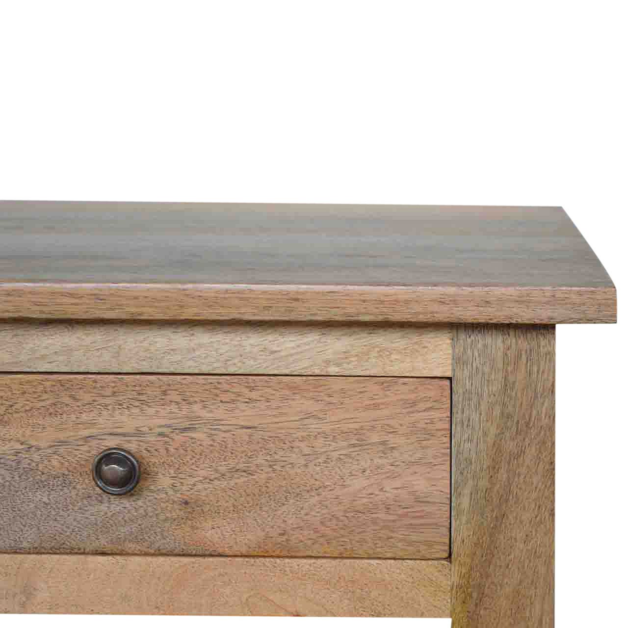 Stolik kawowy z litego drewna mango – dębowy, 80 cm — model IN001 - Image 6