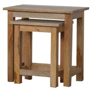 Pufa z litego drewna mango – dębowa, 50 cm
