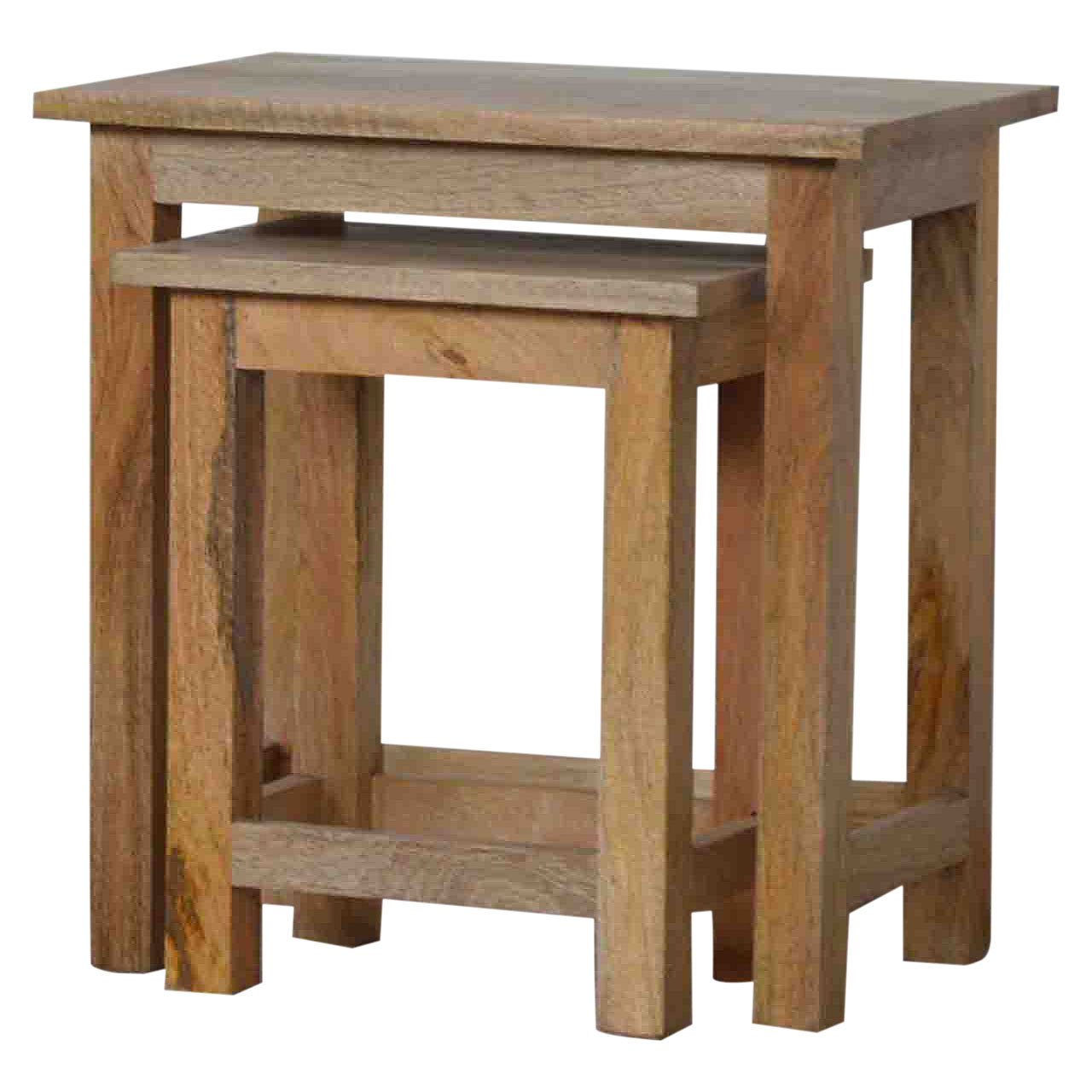 Pufa z litego drewna mango – dębowa, 50 cm