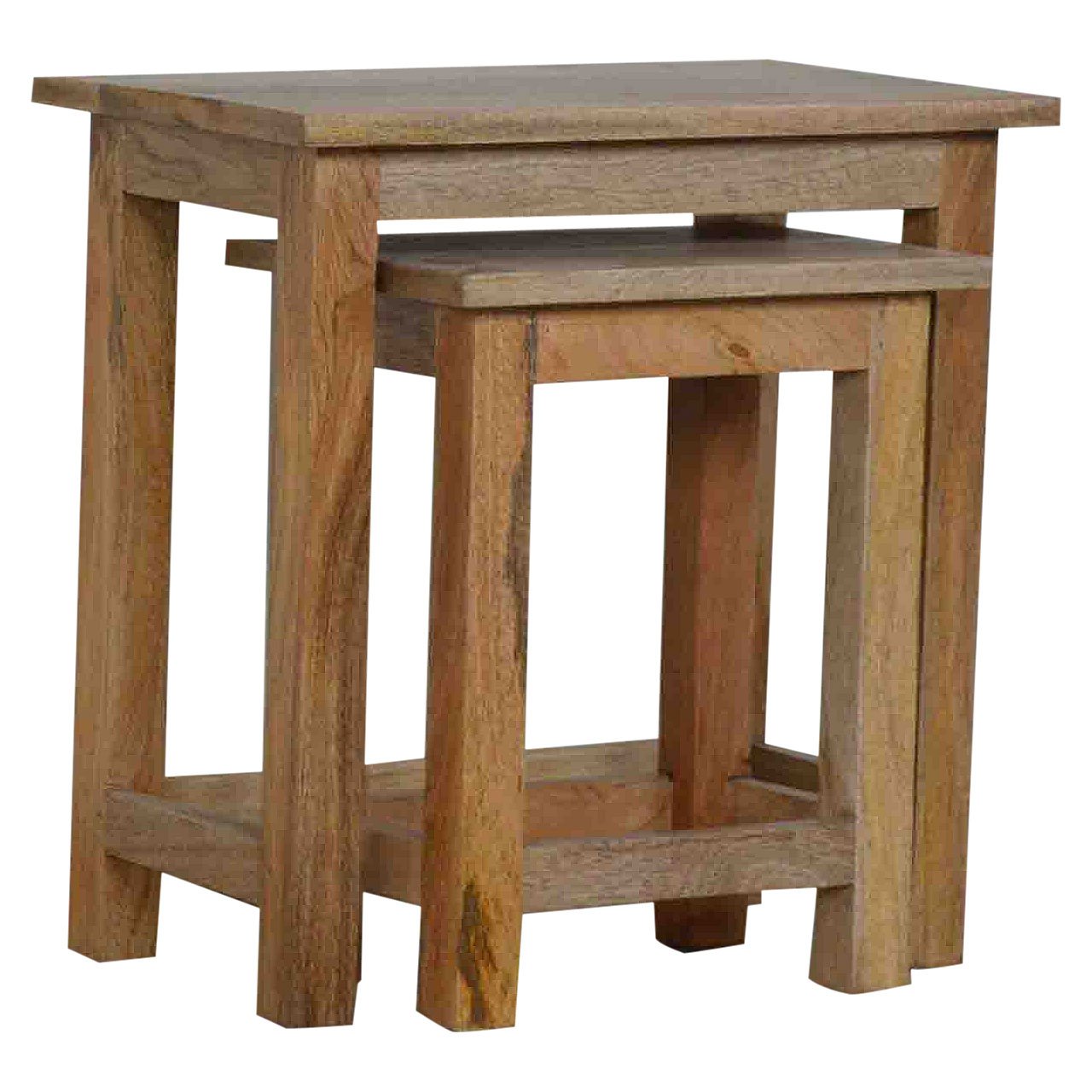 Pufa z litego drewna mango – dębowa, 50 cm - Image 2