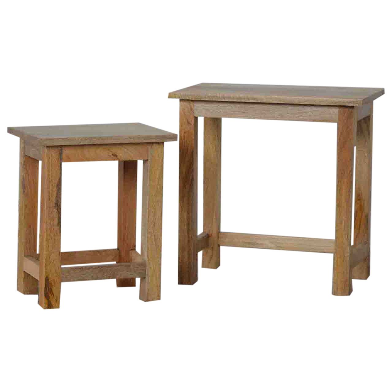 Pufa z litego drewna mango – dębowa, 50 cm - Image 3