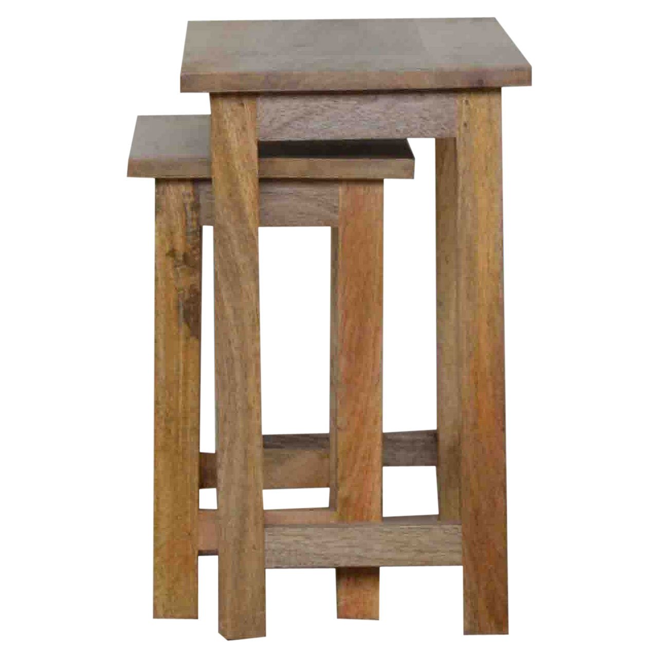 Pufa z litego drewna mango – dębowa, 50 cm - Image 4