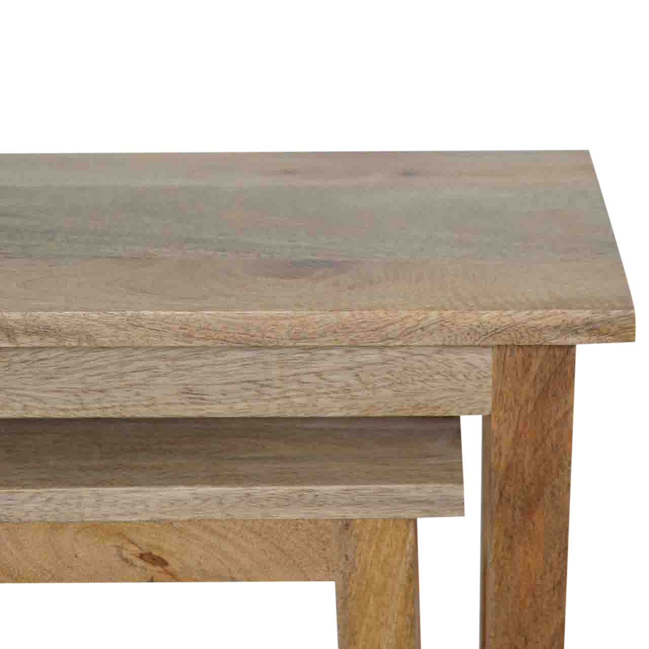 Pufa z litego drewna mango – dębowa, 50 cm - Image 6