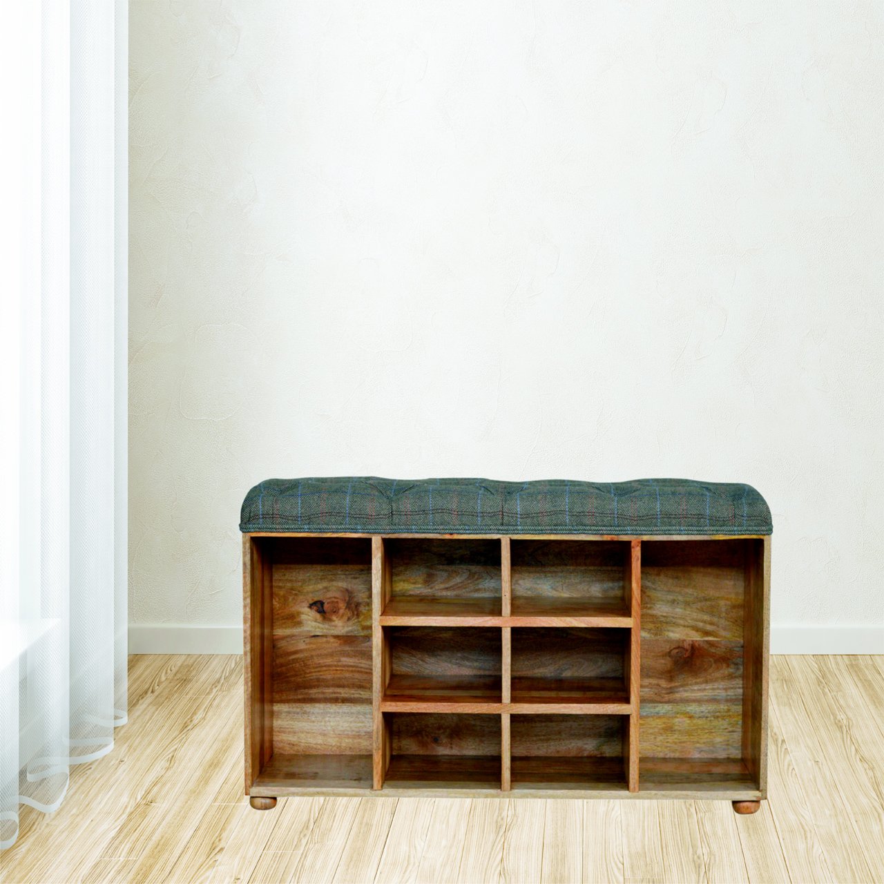 Ławka Artisan IN022 – lite drewno mango, wykończenie dębowe - Image 3