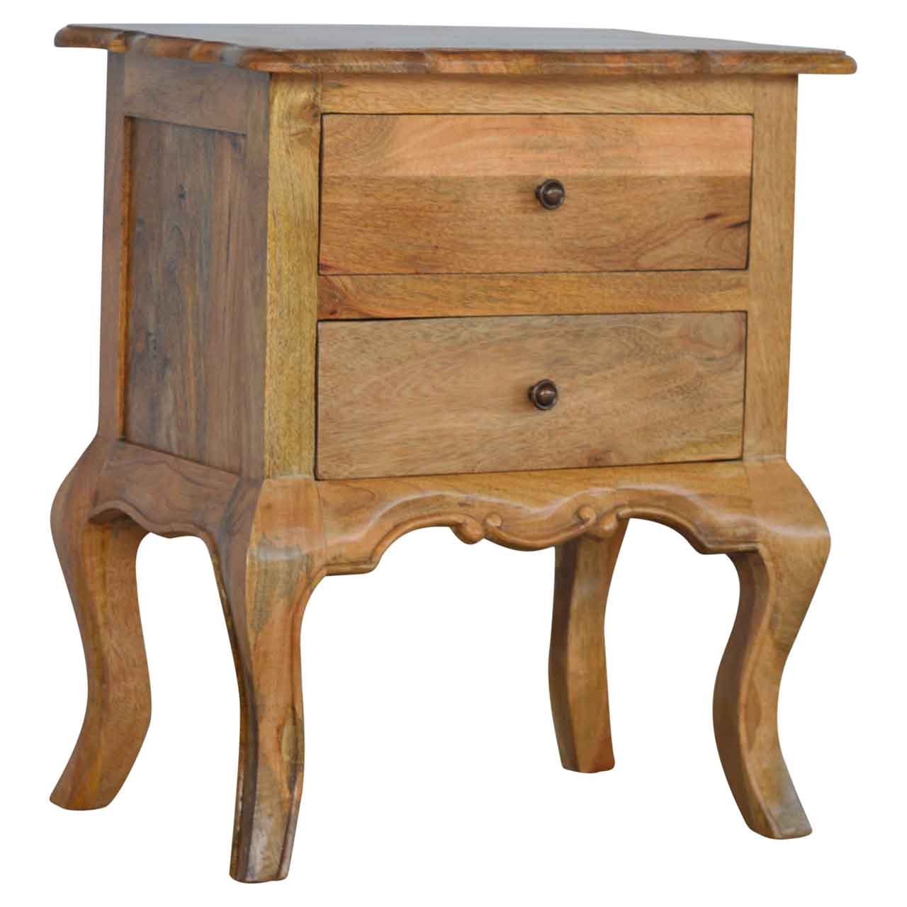 Szafka nocna z litego drewna mango – dębowa, 50 cm — model IN027 - obrazek 2