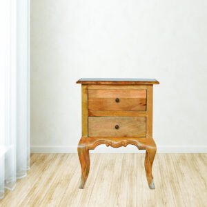 Szafka nocna z litego drewna mango – dębowa, 50 cm — model IN027