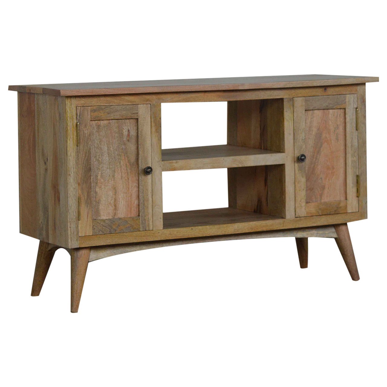Szafka RTV z litego drewna mango – dębowa, 100 cm — model IN041 - obrazek 2