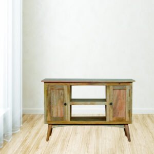 Szafka RTV z litego drewna mango – dębowa, 100 cm — model IN041