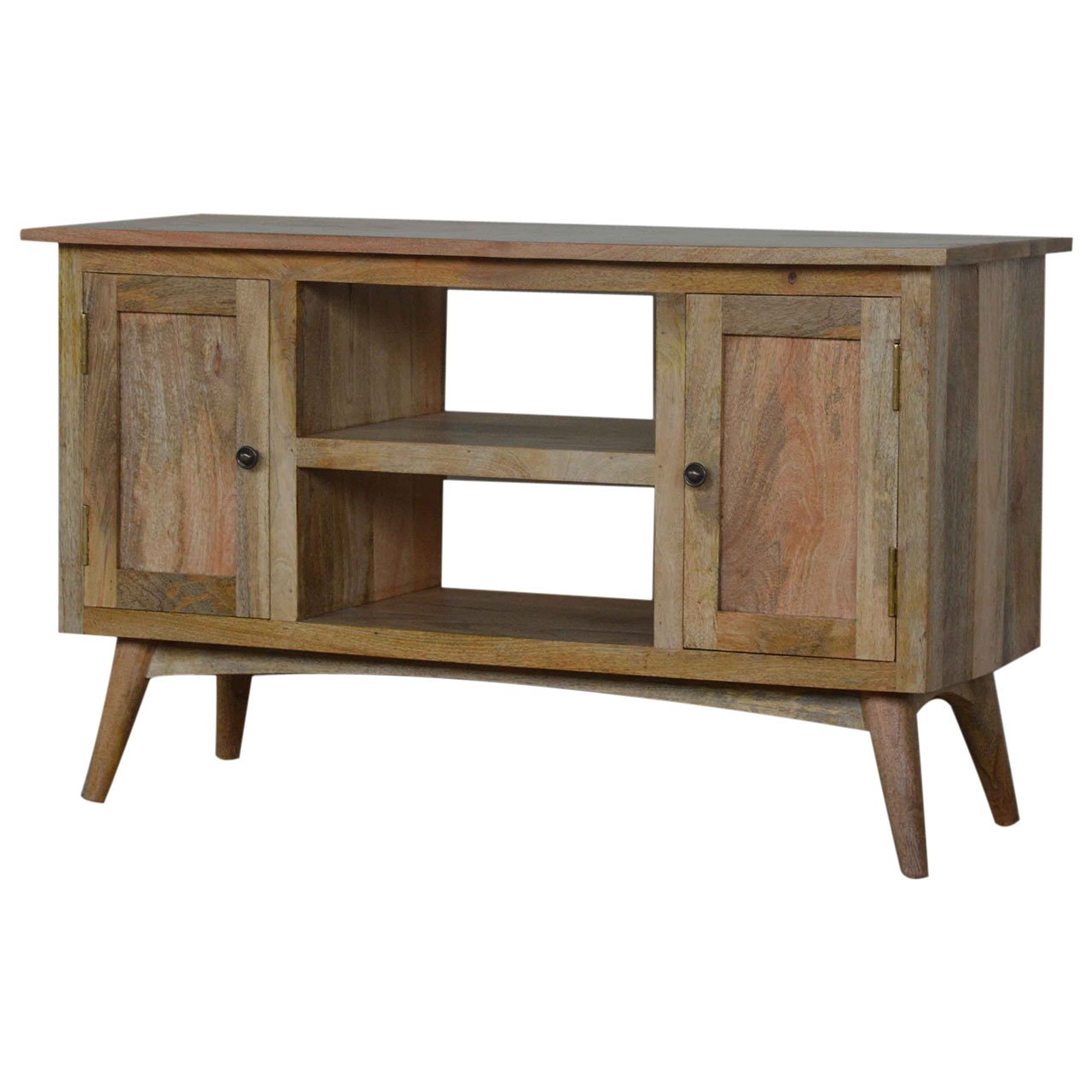 Szafka RTV z litego drewna mango – dębowa, 100 cm — model IN041 - obrazek 4