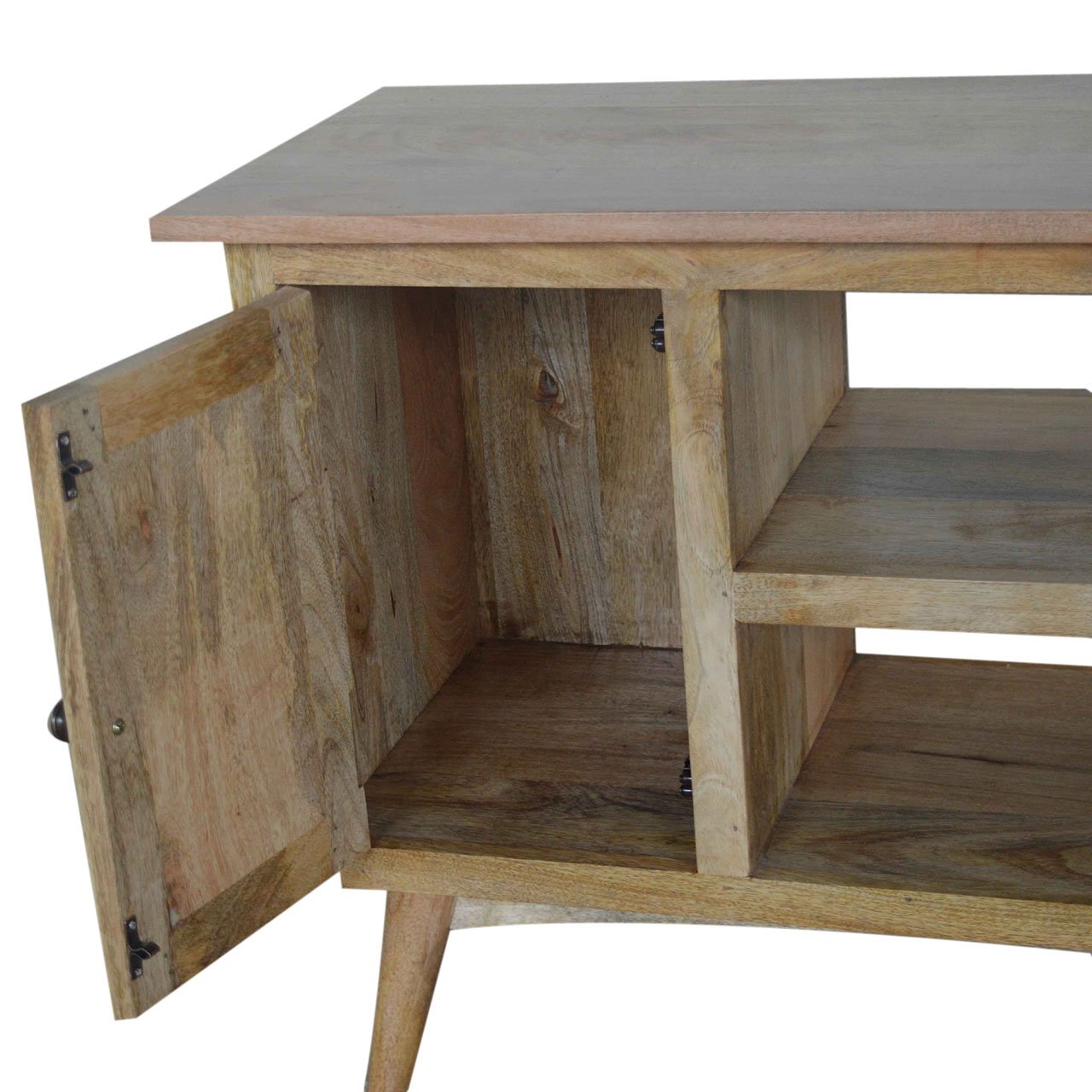 Szafka RTV z litego drewna mango – dębowa, 100 cm — model IN041 - obrazek 8