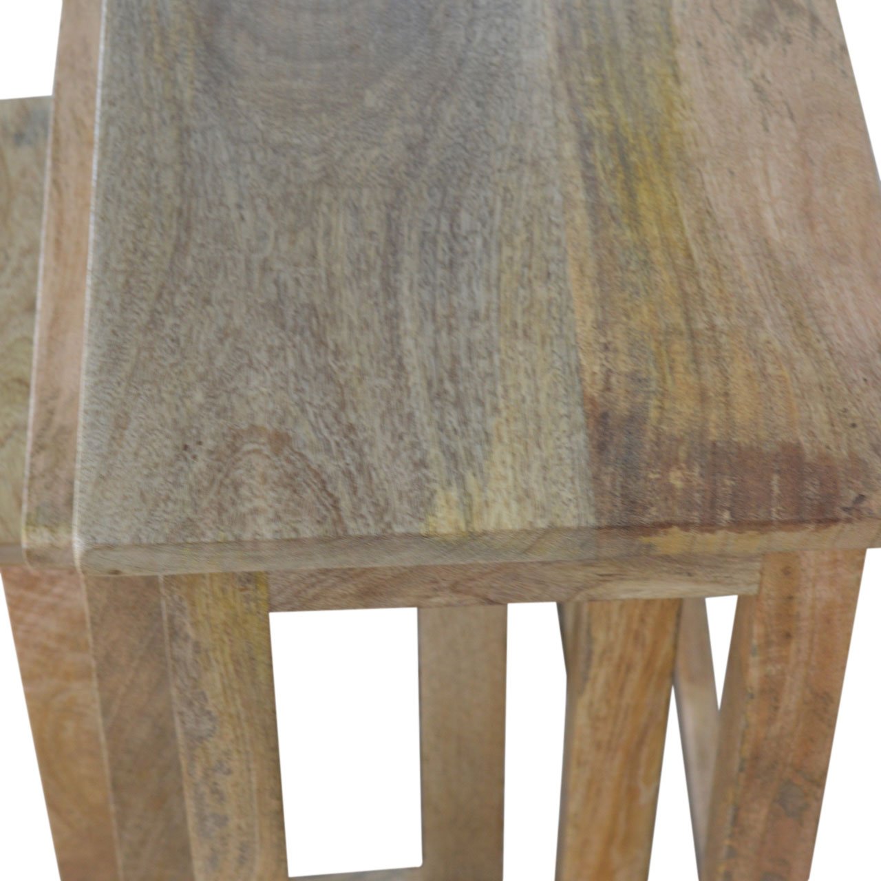 Pufa z litego drewna mango – dębowa, 55 cm - Image 4