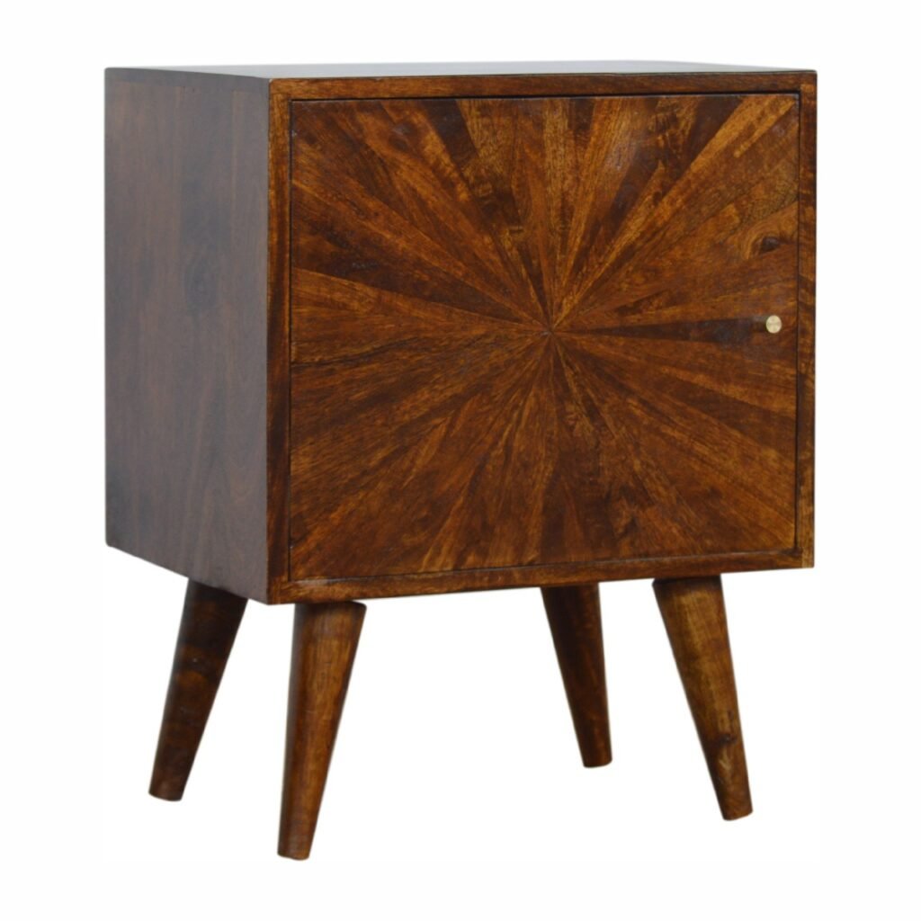 Szafka nocna z litego drewna mango – kasztanowa, 45 cm — model IN1000