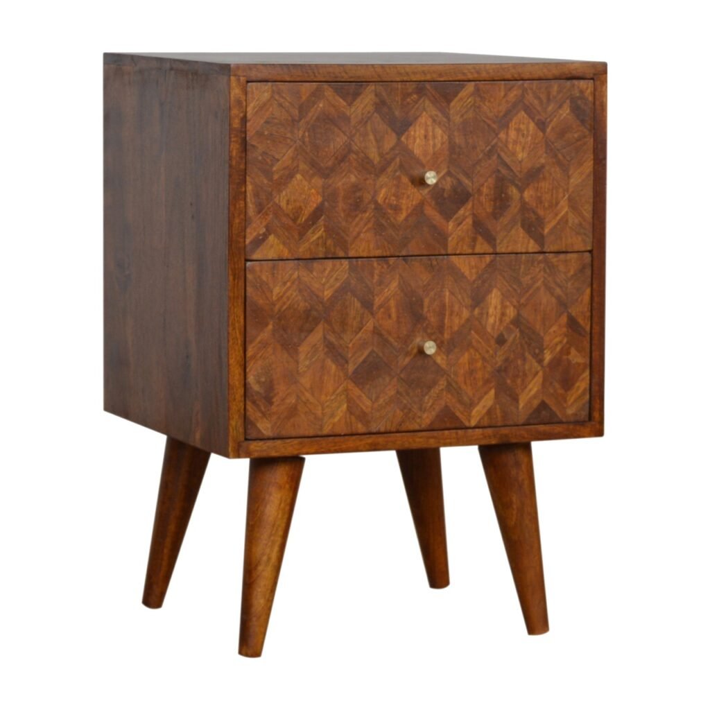 Szafka nocna z litego drewna mango – kasztanowa, 40 cm — model IN1006