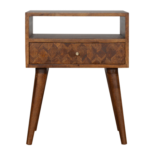 Szafka nocna z litego drewna mango – kasztanowa, 45 cm — model IN1007 - obrazek 10
