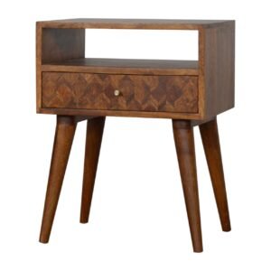 Szafka nocna z litego drewna mango – kasztanowa, 45 cm — model IN1007