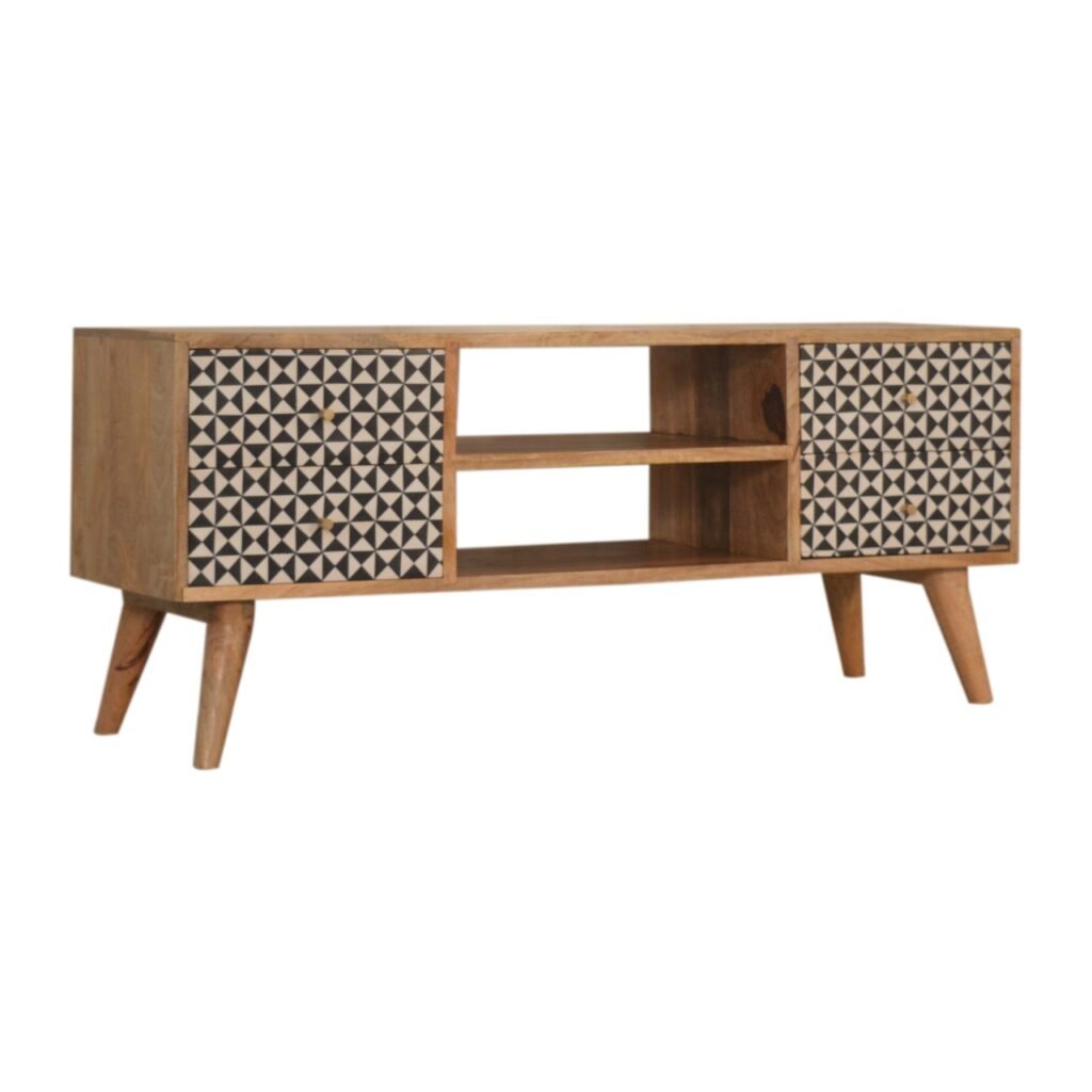 Szafka RTV Artisan IN1025 – lite drewno mango, wykończenie dębowe