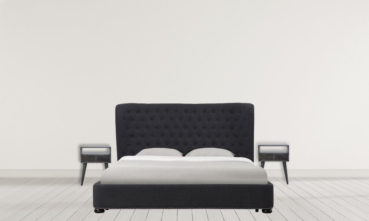 Szafka nocna z litego drewna mango – czarna, 45 cm — model IN1045 - obrazek 10