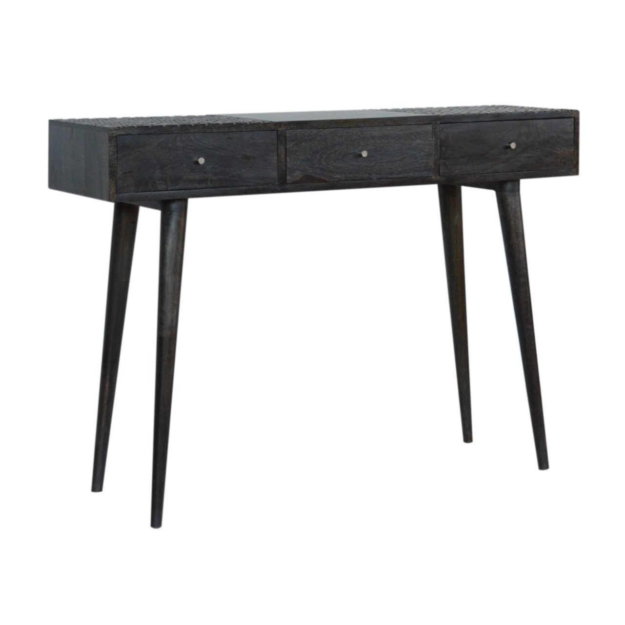 Stół z litego drewna mango – czarny, 110 cm - obrazek 2