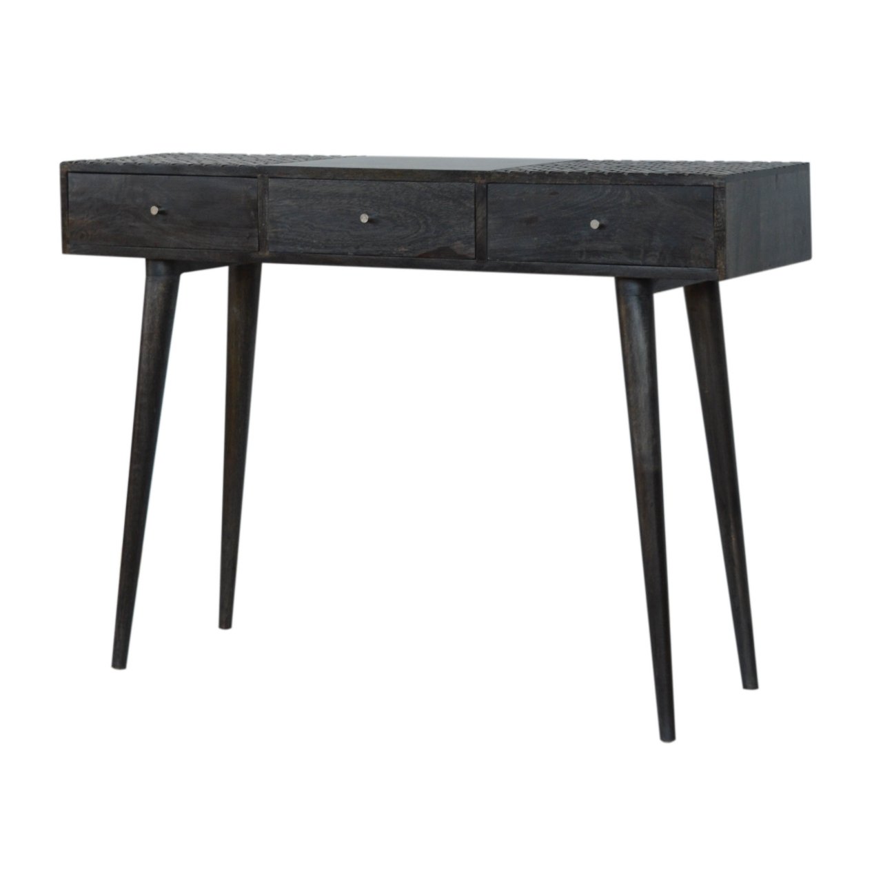 Stół z litego drewna mango – czarny, 110 cm - obrazek 3