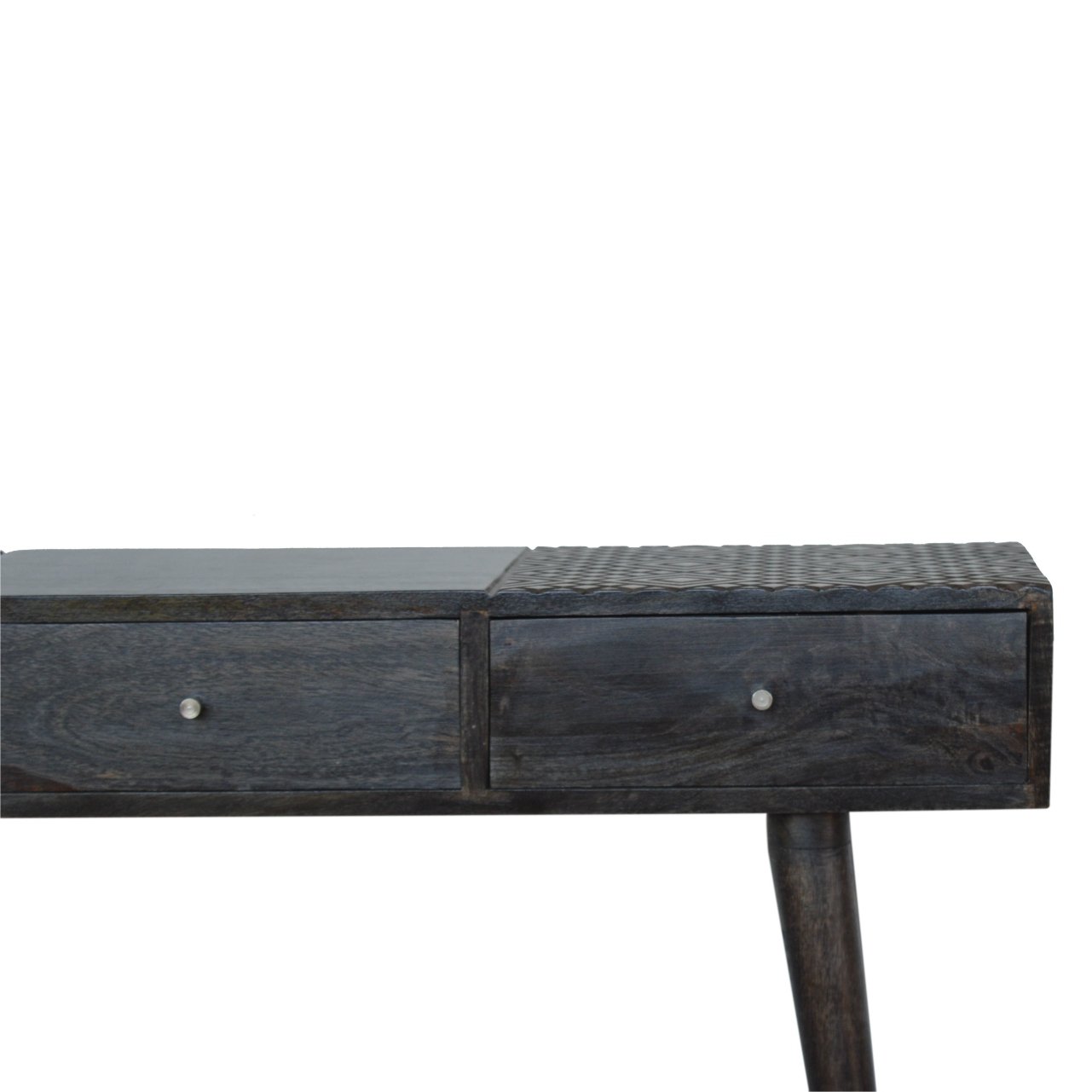 Stół z litego drewna mango – czarny, 110 cm - obrazek 4