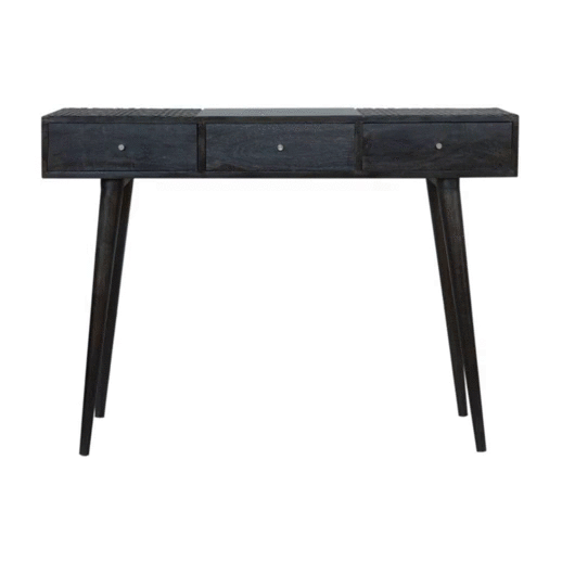Stół z litego drewna mango – czarny, 110 cm - obrazek 10