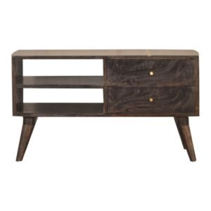Szafka RTV z litego drewna mango – czarna, 85 cm