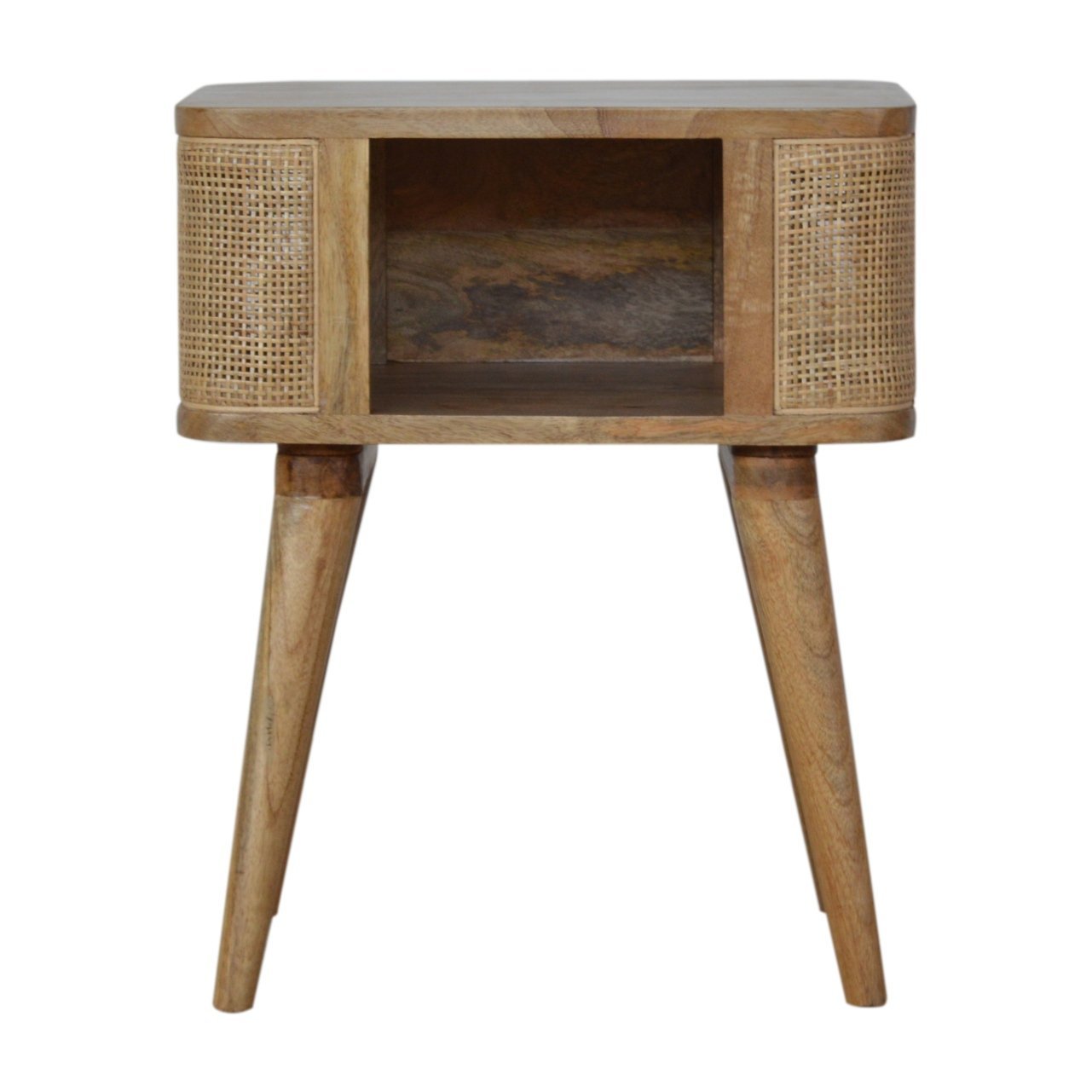 Szafka nocna z litego drewna mango – dębowa, 45 cm — model IN1140