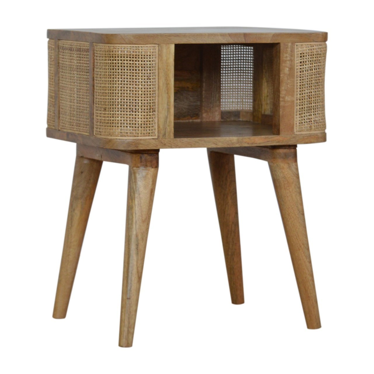Szafka nocna z litego drewna mango – dębowa, 45 cm — model IN1140 - Image 2
