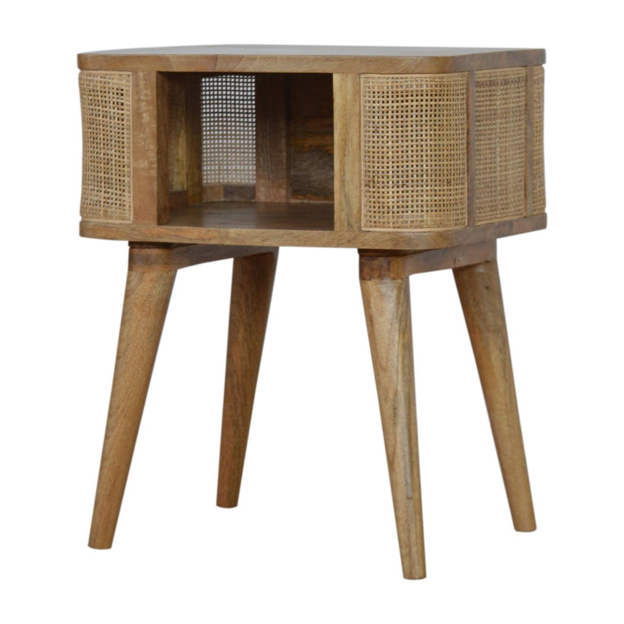 Szafka nocna z litego drewna mango – dębowa, 45 cm — model IN1140 - Image 3
