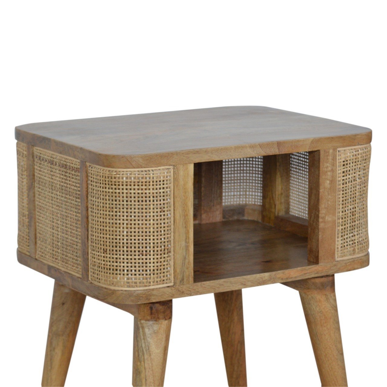 Szafka nocna z litego drewna mango – dębowa, 45 cm — model IN1140 - Image 5