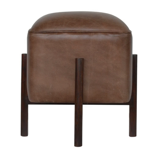 Pufa z drewna i skóry – orzechowa, 43 cm - Image 7