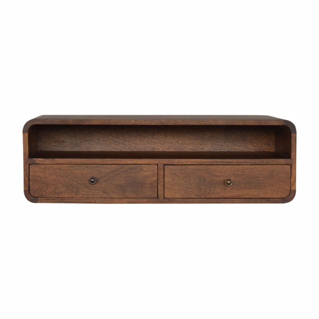 Konsola z litego drewna mango – kasztanowa, 80 cm — model IN1229