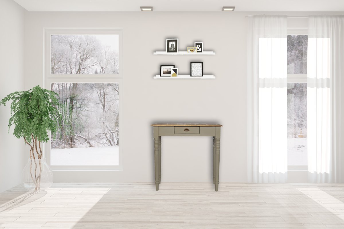 Biurko z litego drewna mango – dębowe, 80 cm — model IN123 - obrazek 11