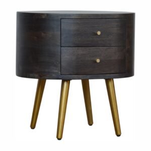 Szafka nocna z litego drewna mango – czarna, 45 cm — model IN1242