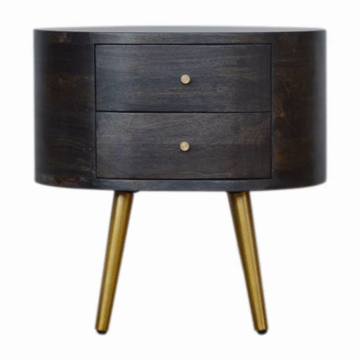 Szafka nocna z litego drewna mango – czarna, 45 cm — model IN1242 - obrazek 8