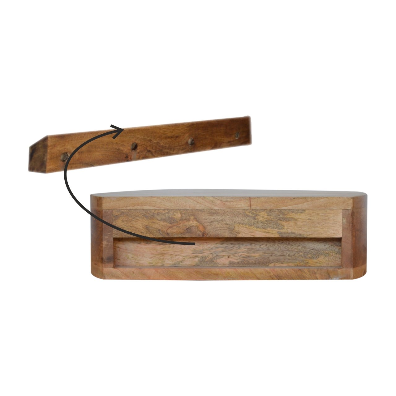 Szafka nocna z litego drewna mango – dębowa, 40 cm — model IN1296 - obrazek 8