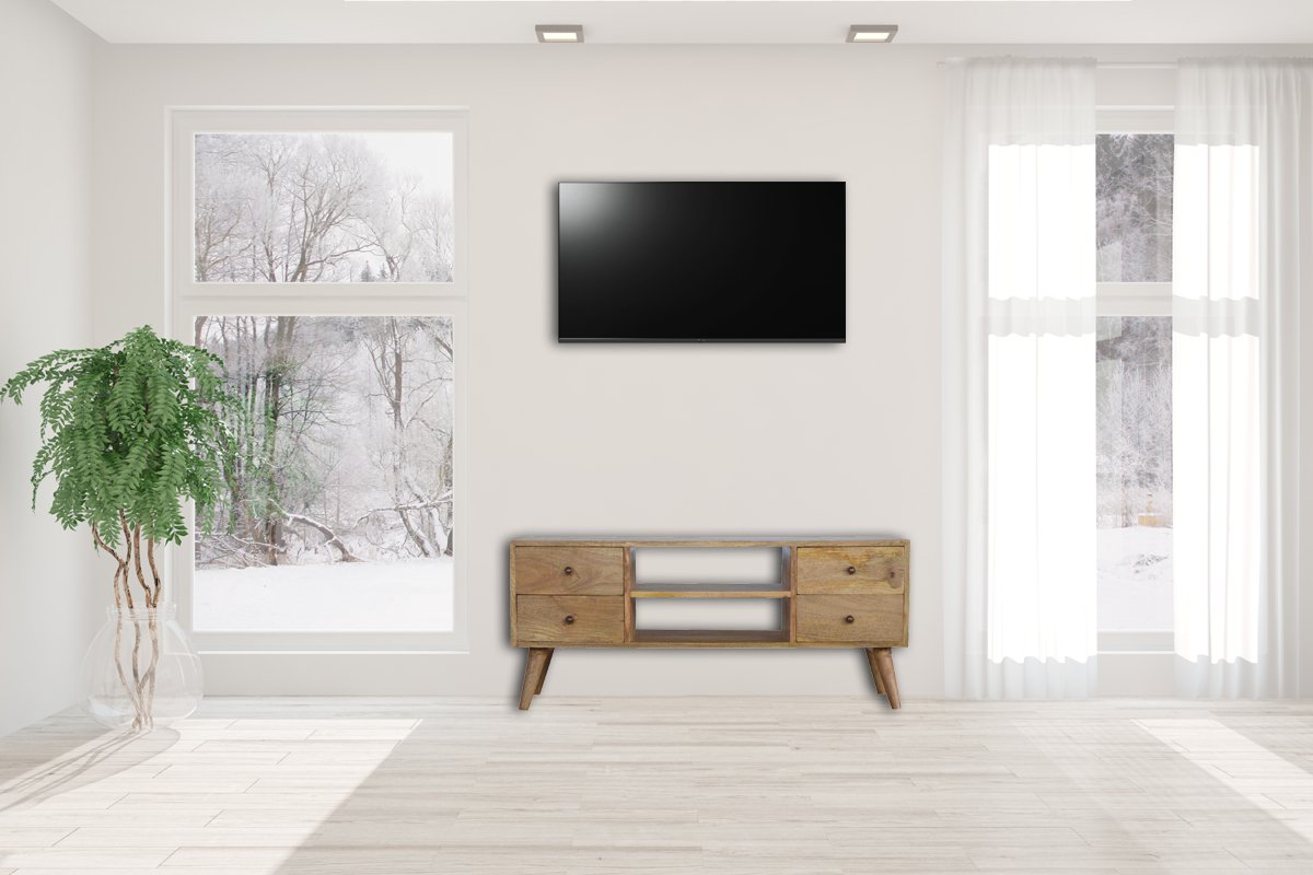 Szafka RTV Artisan IN130 – lite drewno mango, wykończenie dębowe - obrazek 11
