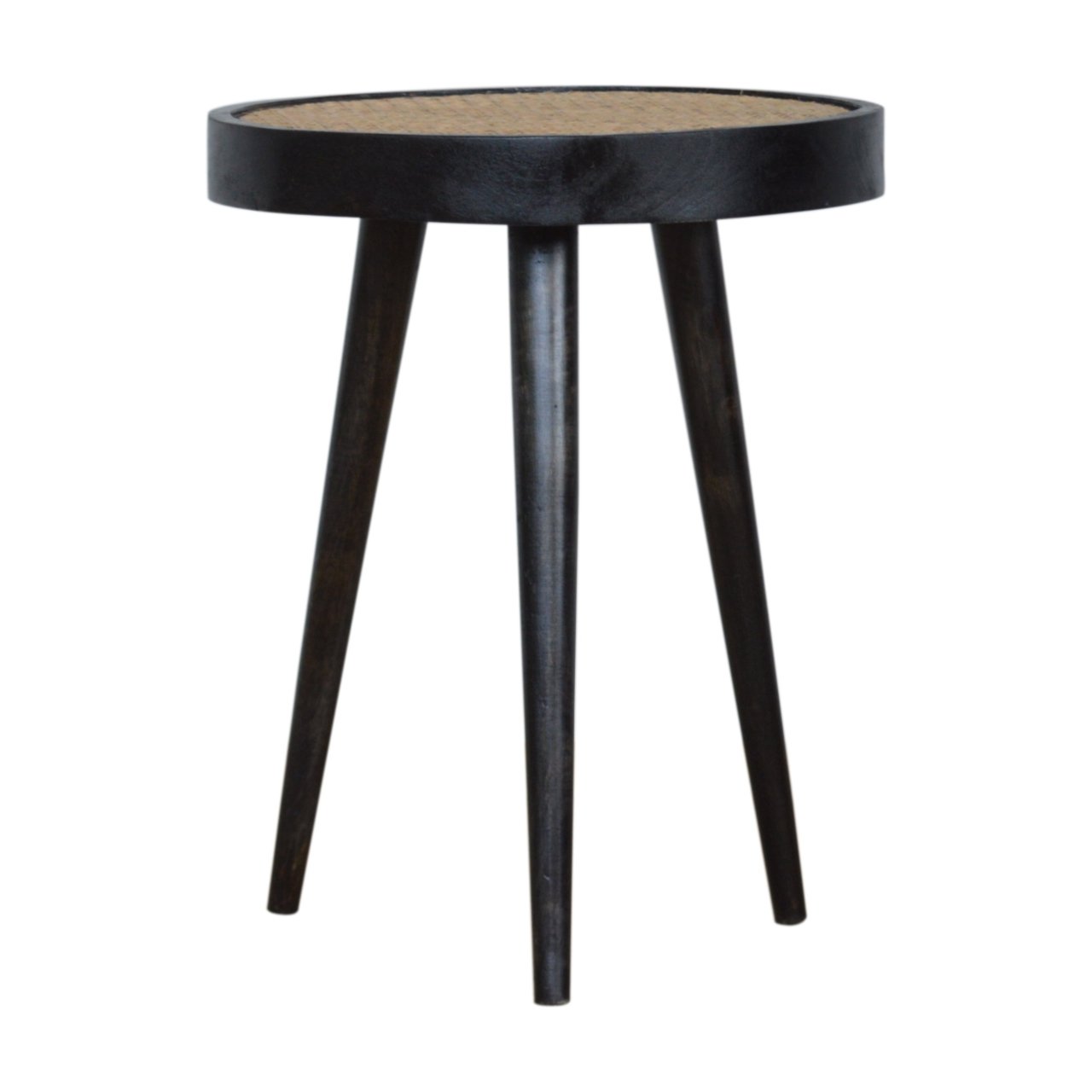Stolik kawowy z litego drewna mango – czarny, 40 cm — model IN1324