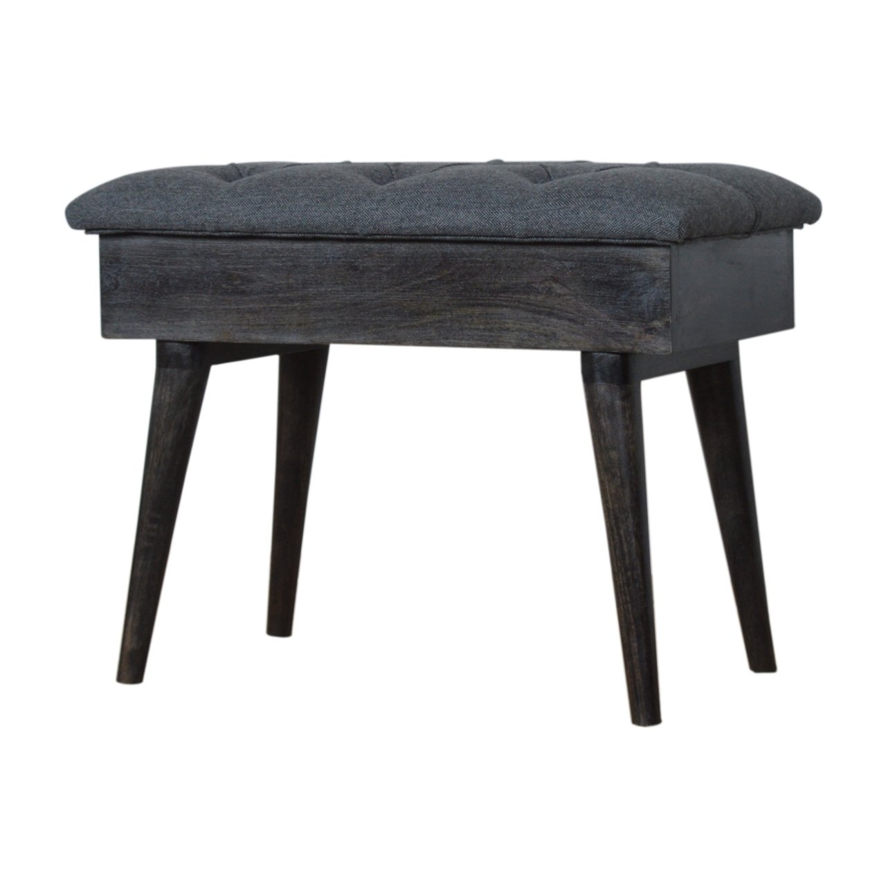 Ławka z litego drewna mango – czarna, 66 cm - Image 2