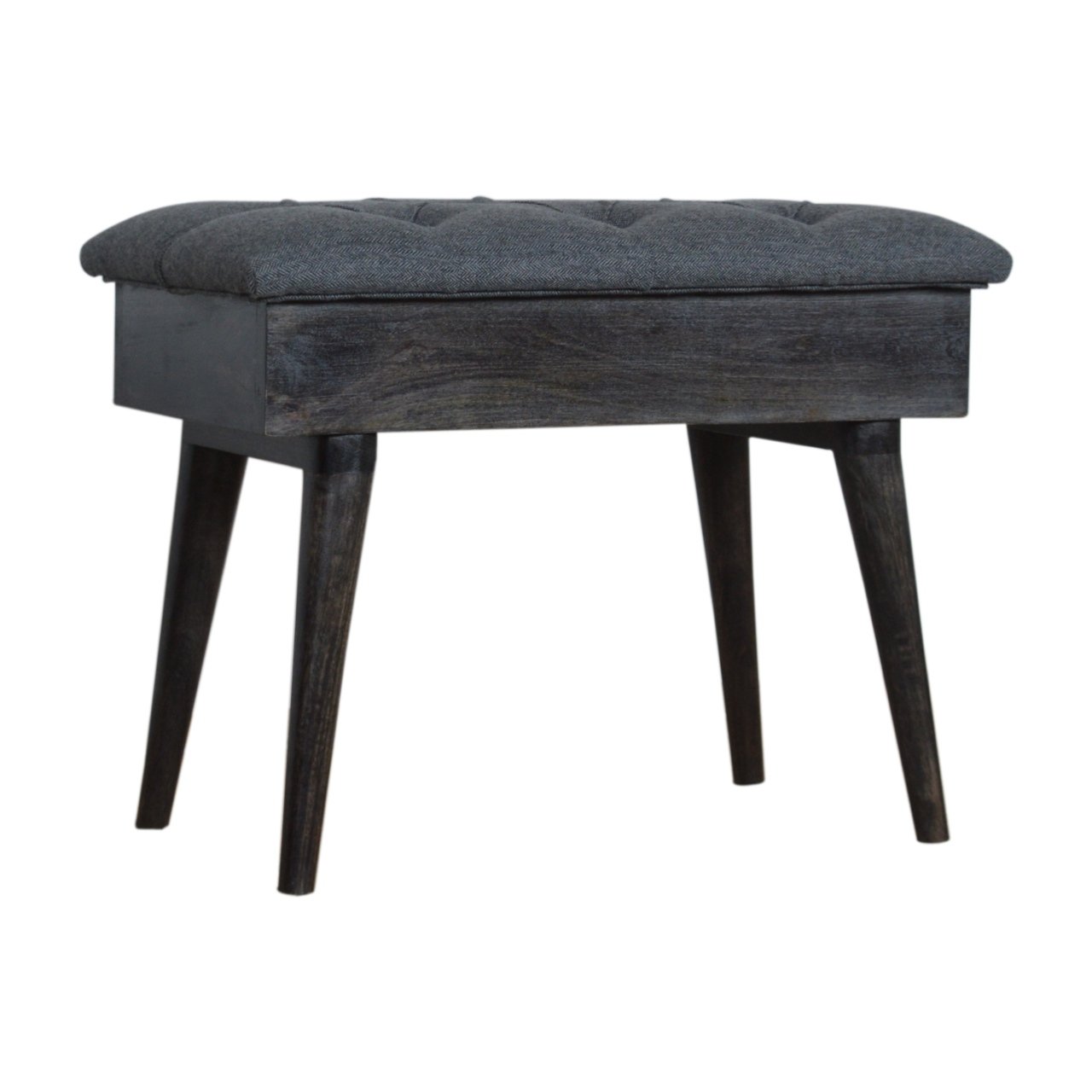 Ławka z litego drewna mango – czarna, 66 cm - Image 3