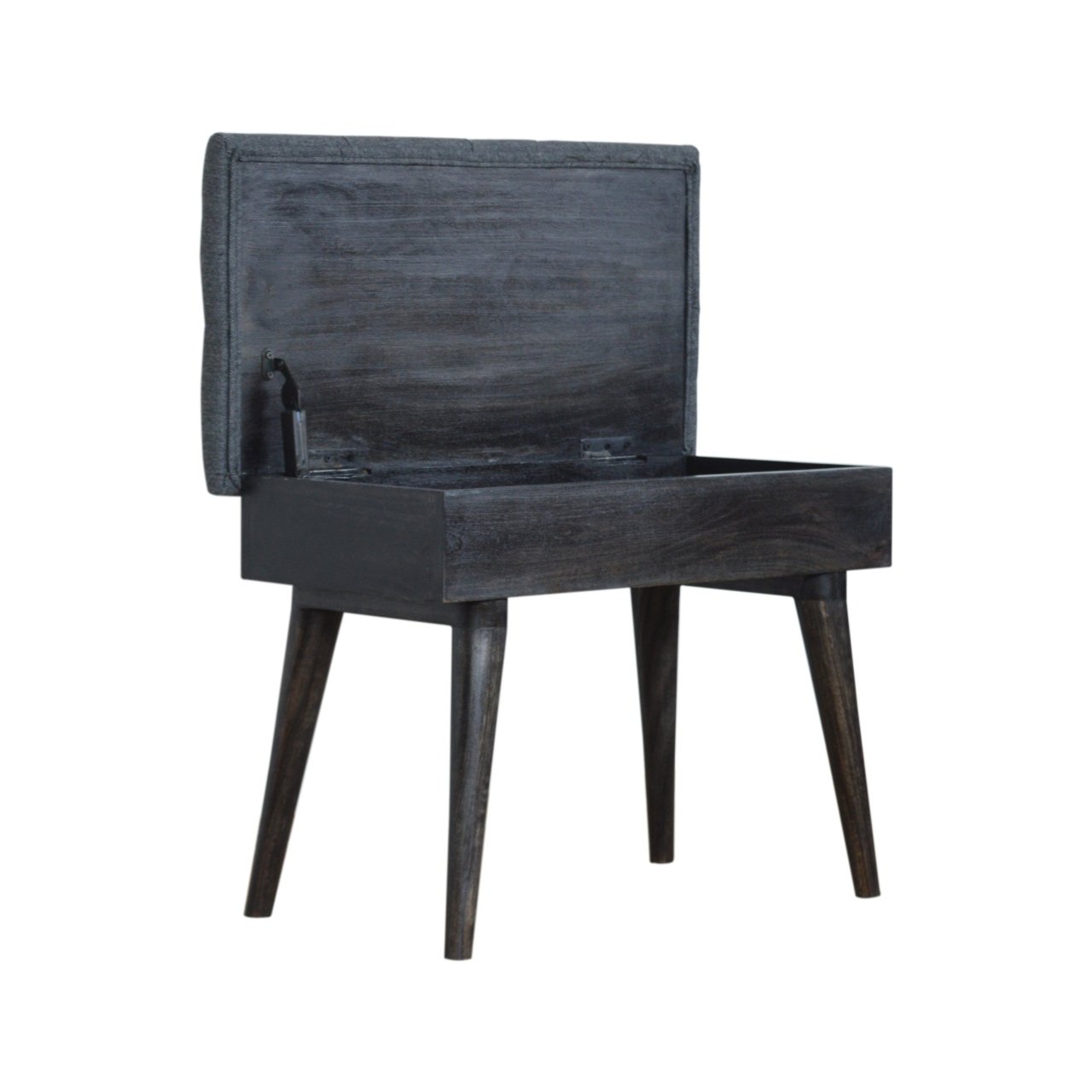 Ławka z litego drewna mango – czarna, 66 cm - Image 6