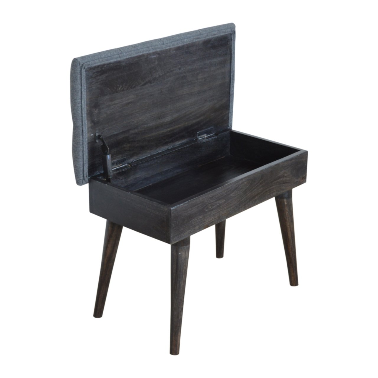 Ławka z litego drewna mango – czarna, 66 cm - Image 7