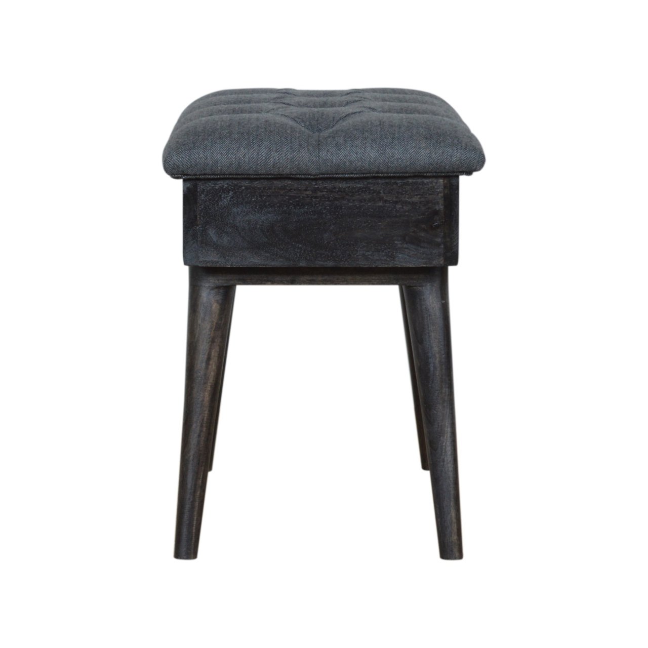 Ławka z litego drewna mango – czarna, 66 cm - Image 9