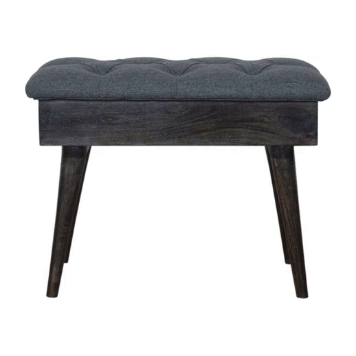 Ławka z litego drewna mango – czarna, 66 cm - Image 10