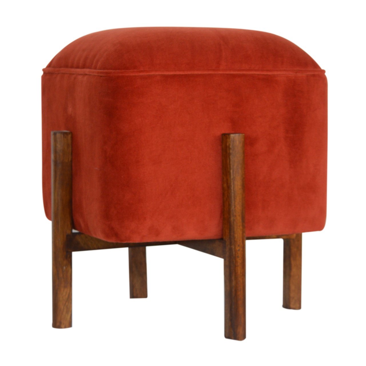 Pufa z drewna i bawełny – kasztanowa, 43 cm - Image 6