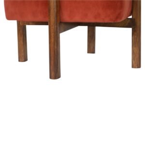 Pufa z drewna i bawełny – kasztanowa, 43 cm