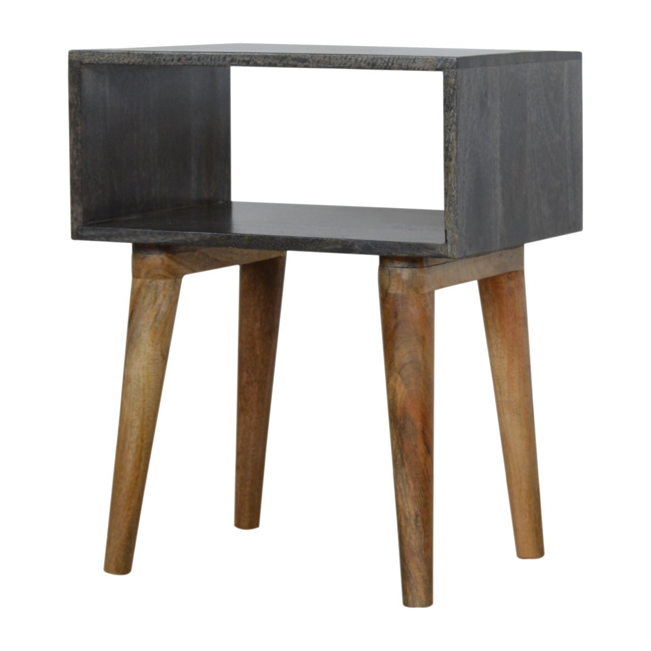 Szafka nocna z litego drewna mango – czarna, 45 cm — model IN1377